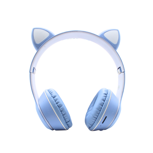 Audífonos on ear bluetooth orejas de gato luces multicolor