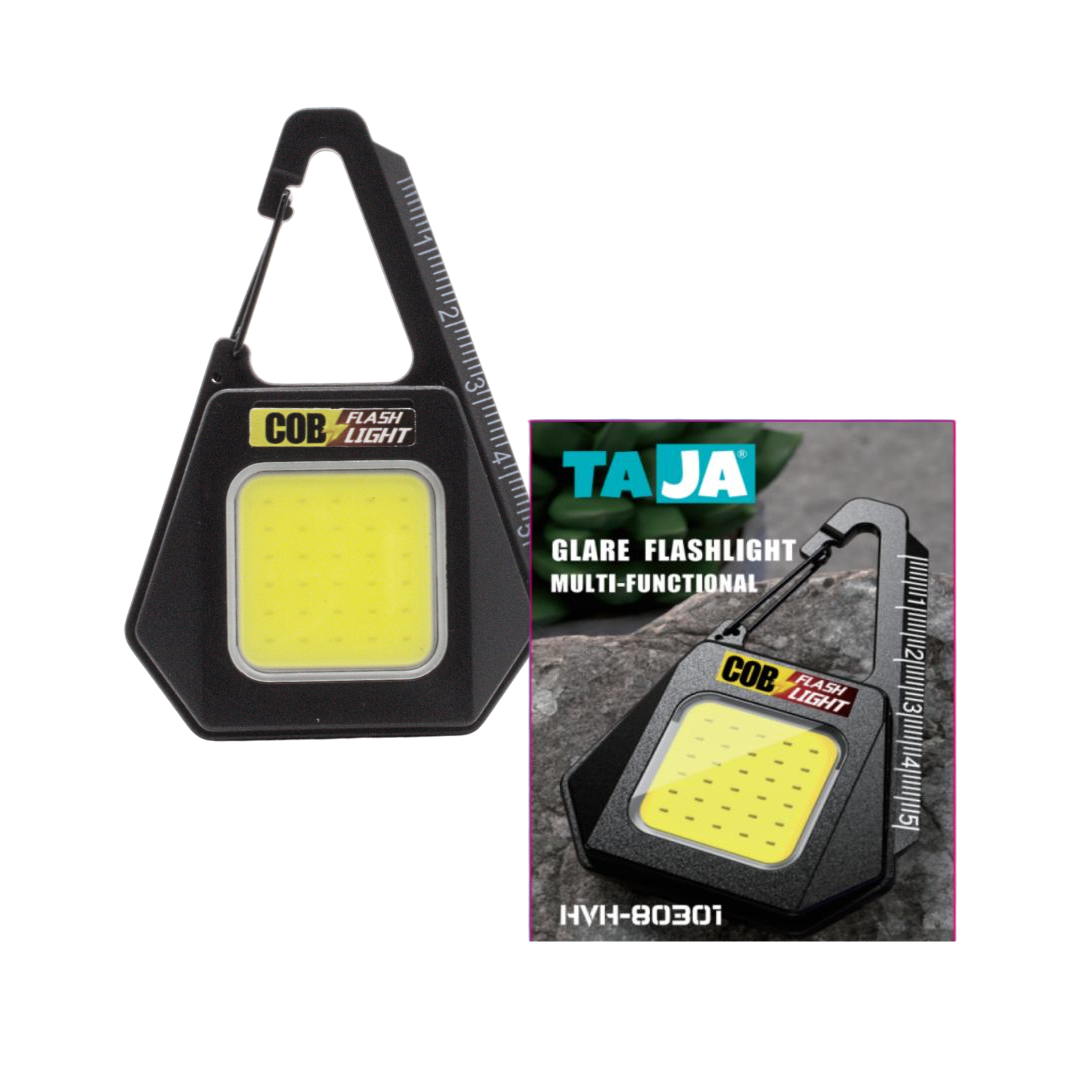 Llavero Linterna COB LED con Mosquetón y Regla