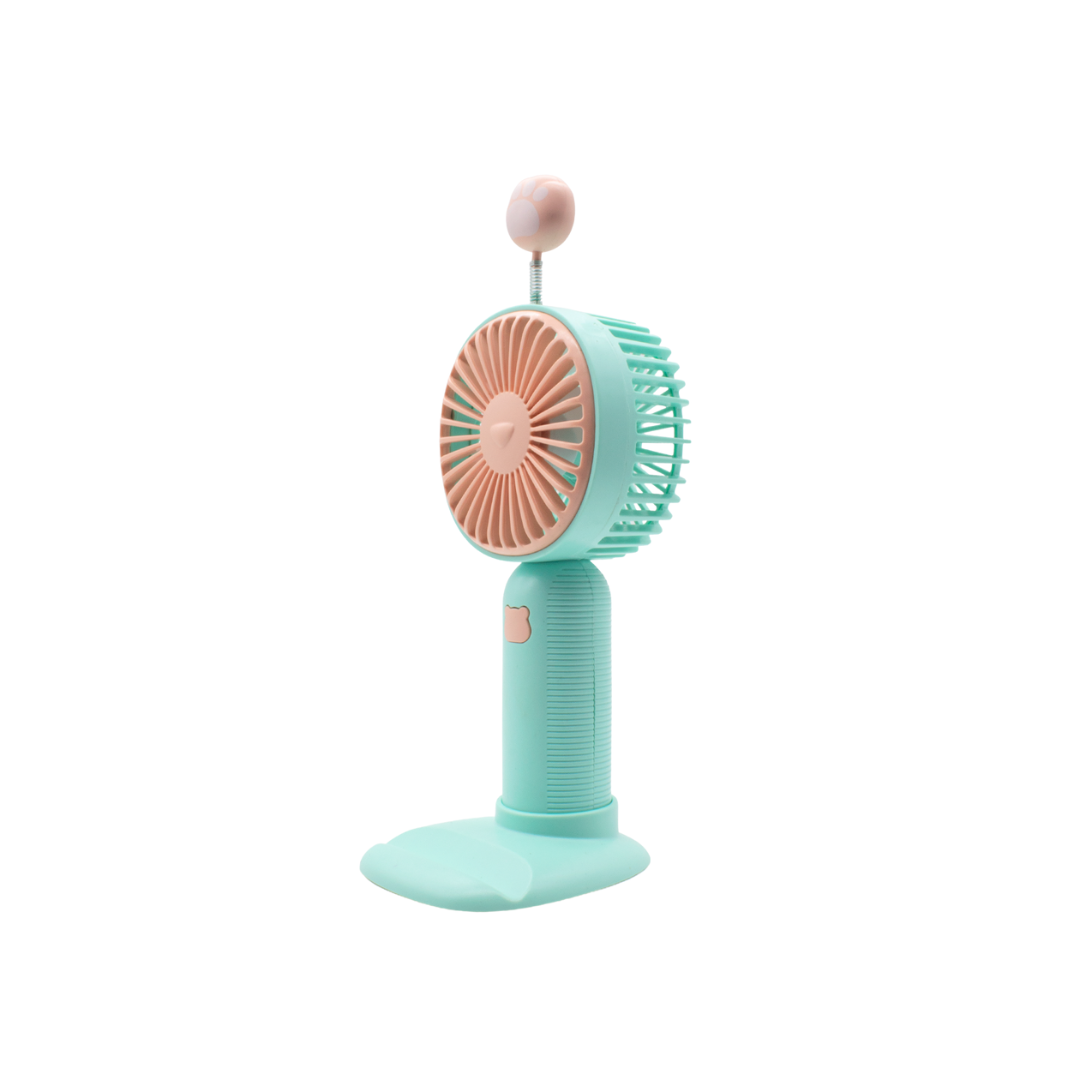 Mini ventilador de mano recargable USB con soporte para teléfono