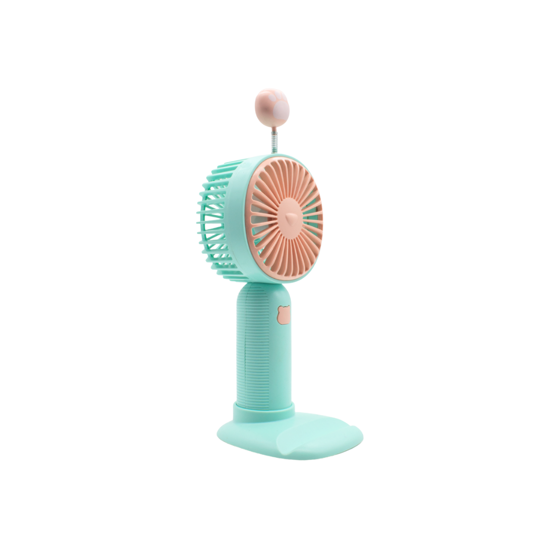 Mini ventilador de mano recargable USB con soporte para teléfono