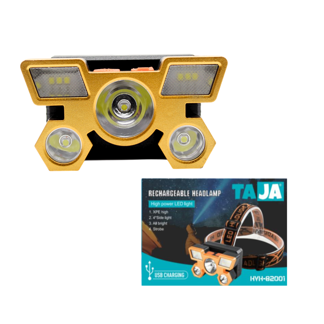 Linterna Frontal Recargable con Múltiples LEDs y Carga USB