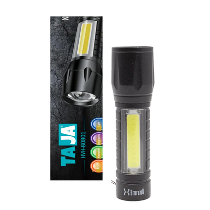 Linterna LED Táctica Portátil con Luz de Trabajo COB Lateral Recargable Metal