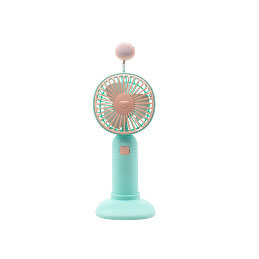 Mini ventilador de mano recargable USB con soporte para teléfono
