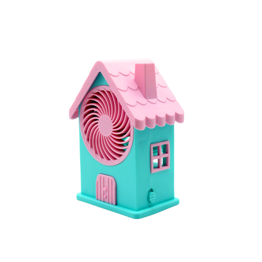Mini Casita Ventilador de Escritorio Recargable USB