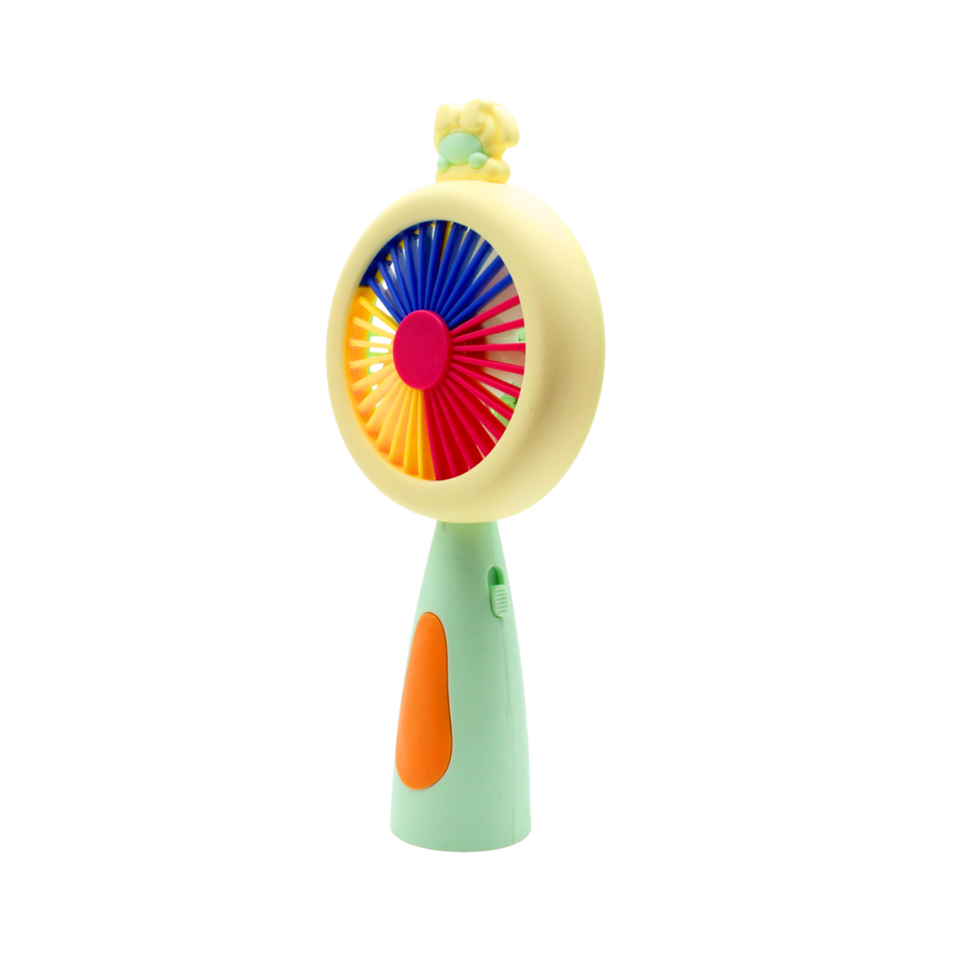 Mini ventilador de mano con lampara LED colorido de cargado USB
