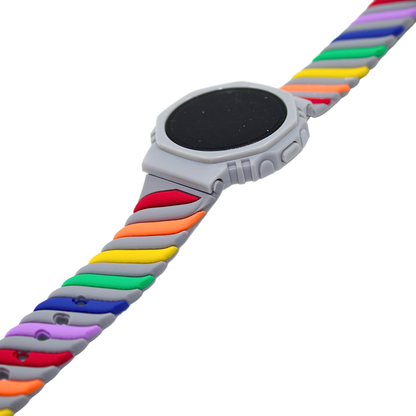 Reloj digital ajustable con correa arcoiris