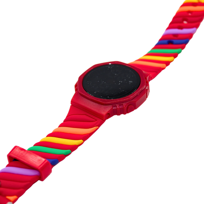 Reloj digital ajustable con correa arcoiris