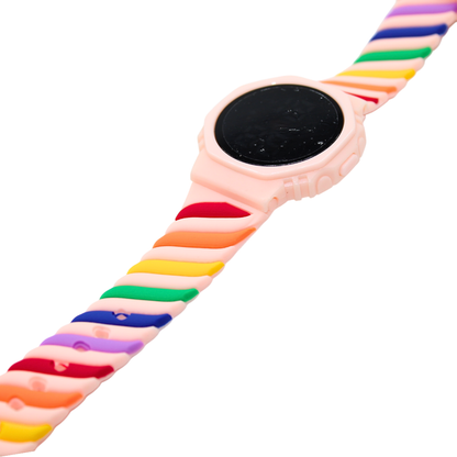 Reloj digital ajustable con correa arcoiris