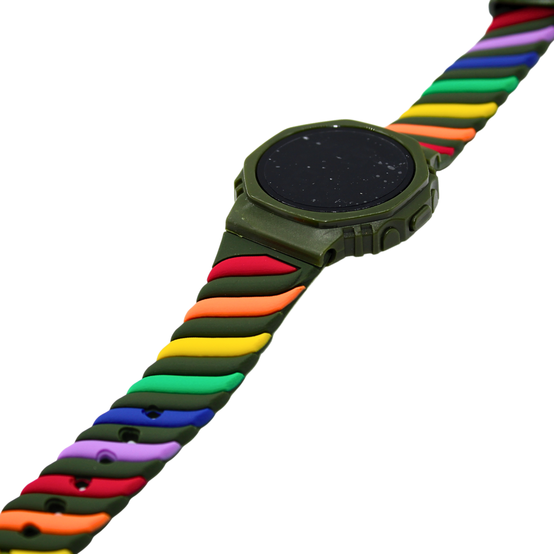 Reloj digital ajustable con correa arcoiris