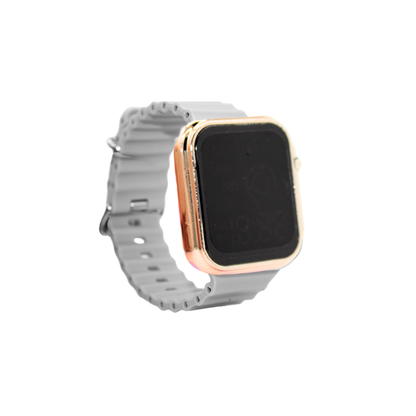 Reloj digital ajustable con marco plateado y dorado