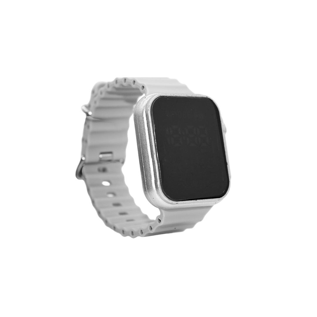 Reloj digital ajustable con marco plateado y dorado