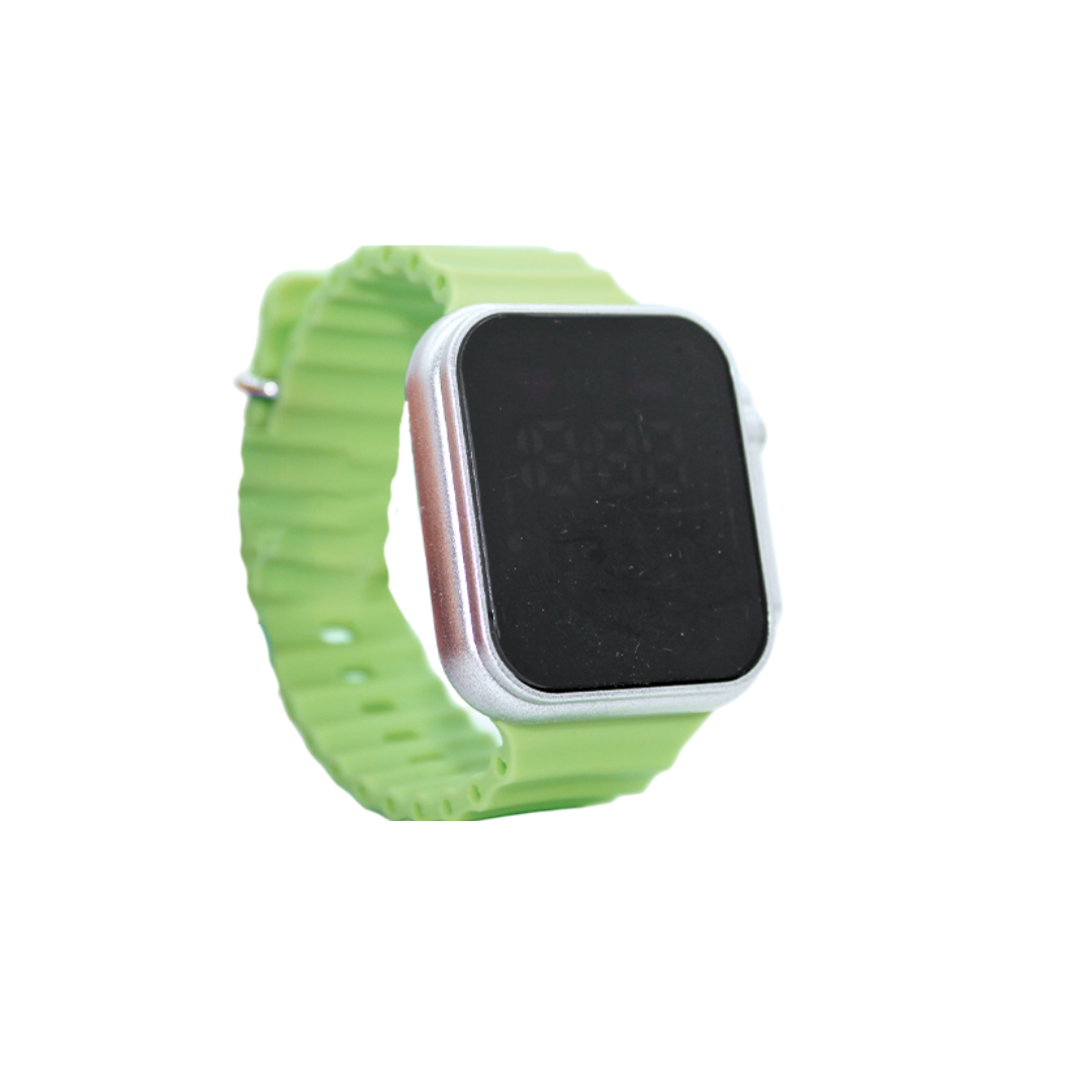 Reloj digital ajustable con marco plateado y dorado