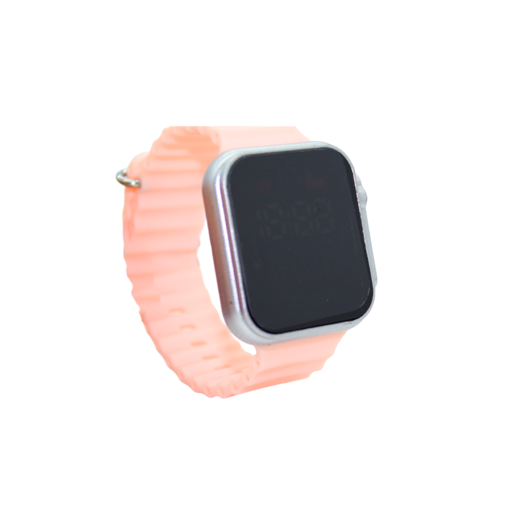 Reloj digital ajustable con marco plateado y dorado