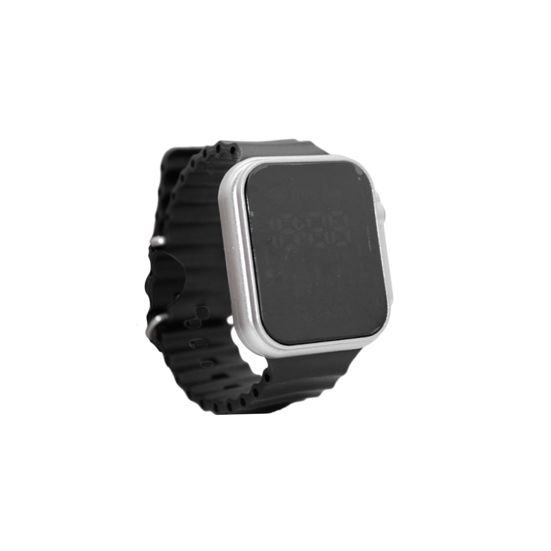 Reloj digital ajustable con marco plateado y dorado