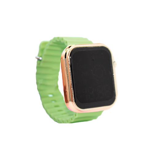 Reloj digital ajustable con marco plateado y dorado