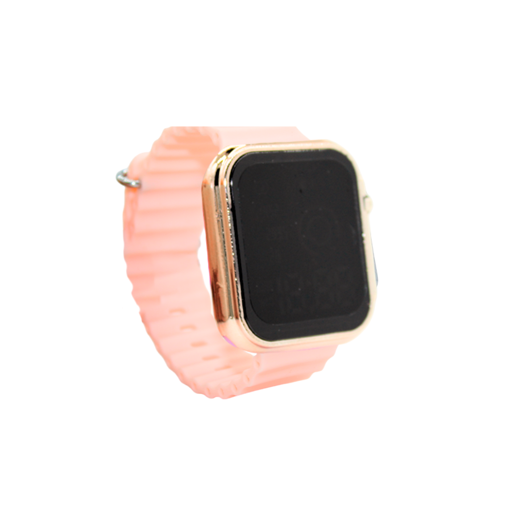 Reloj digital ajustable con marco plateado y dorado