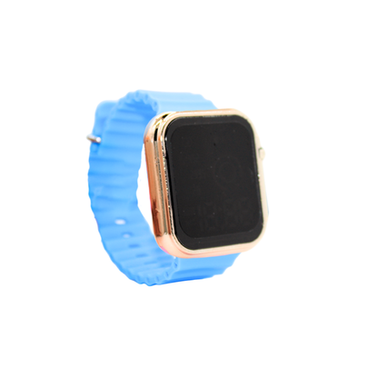 Reloj digital ajustable con marco plateado y dorado