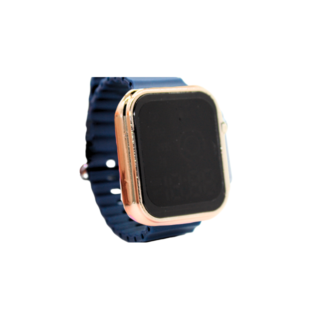 Reloj digital ajustable con marco plateado y dorado