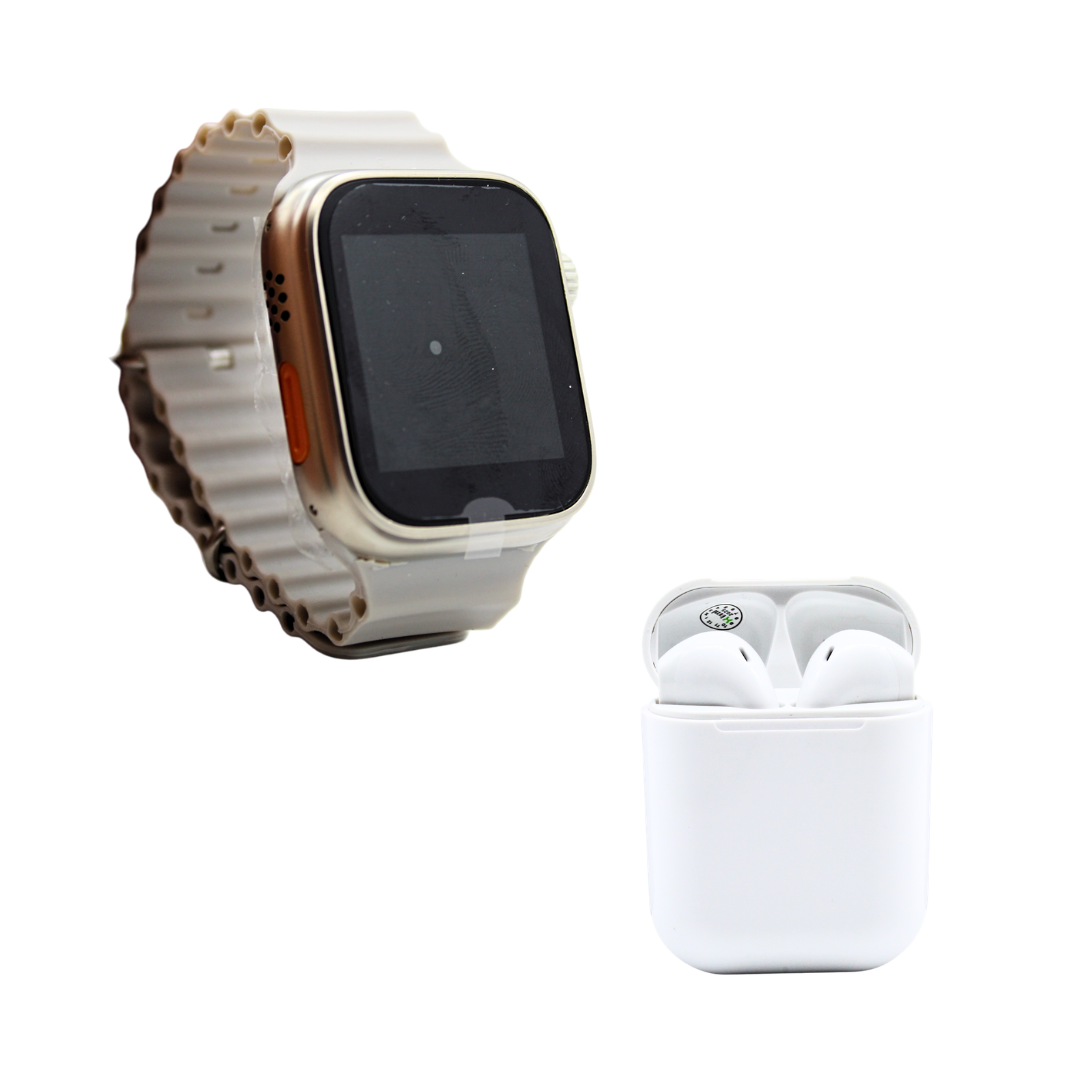 Reloj inteligente Ultra8 PRO MAX con pantalla táctil y correa de silicona con audífonos bluetooth